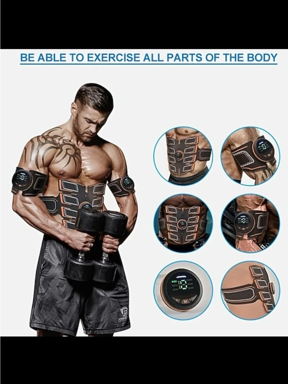 Wireless Abs Stimulator Trainer - Black and Blue